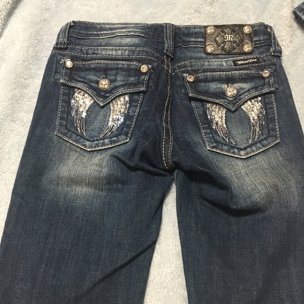 Cute girls Miss Me jean shorts. Sz14 sequin wings